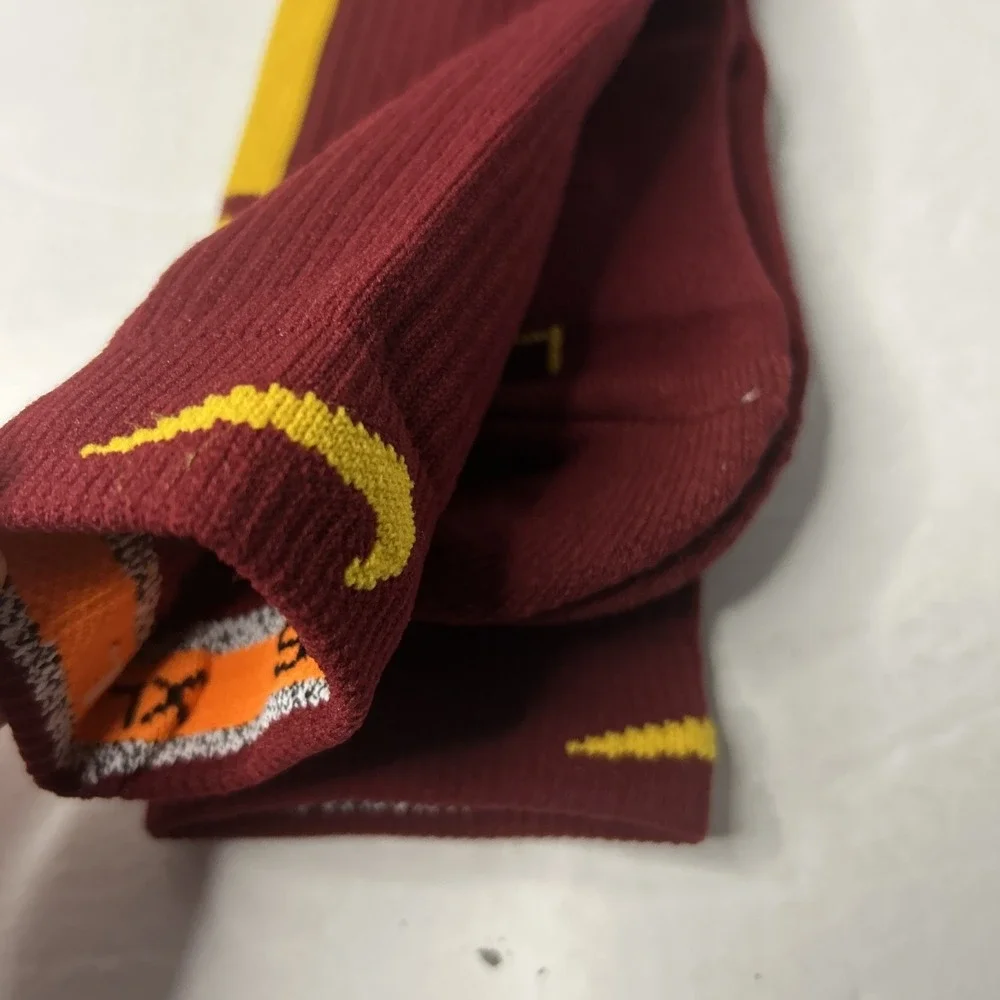 New Nike NBA Authentics Long Socks Size XL (12-15) Burgundy/Yellow PSK647-677